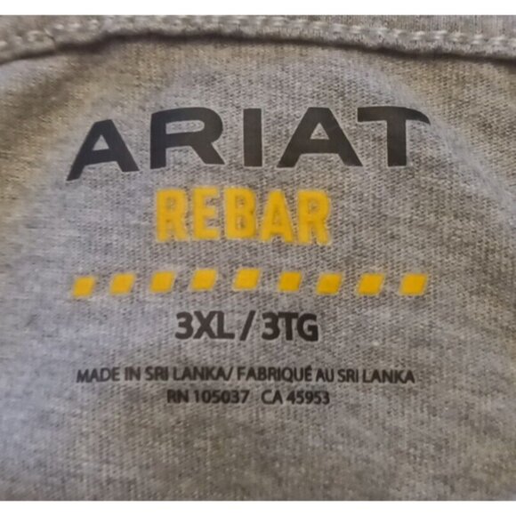 Ariat Rebar Men's Pocket Long Sleeve Tee T Shirt Beige Gray Work Size 3XL - Picture 6 of 7